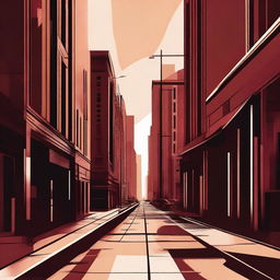 An abstract street scene with a vintage brown and dark maroon background