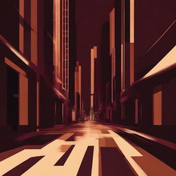 An abstract image featuring a vintage brown street against a dark maroon background