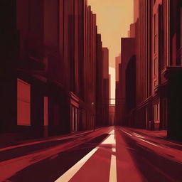 An abstract image featuring a vintage brown street against a dark maroon background