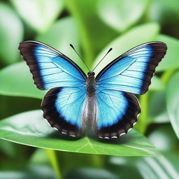 A hyper-realistic close-up photo of a blue butterfly, captured in Ultra HD, 4K resolution