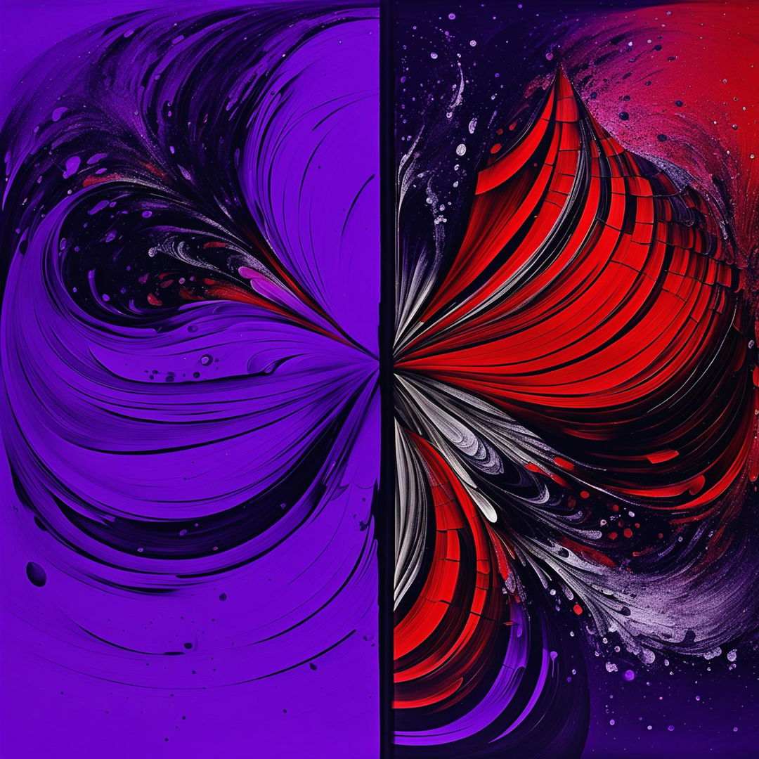 An abstract image with one half in rich purple tones and the other in dark brown shades