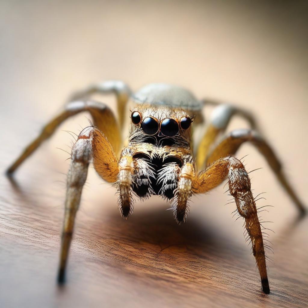 A hyper-realistic close-up photo of a spider, captured in Ultra HD, 4K resolution