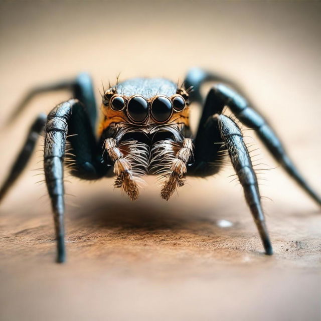 A hyper-realistic close-up photo of a spider, captured in Ultra HD, 4K resolution