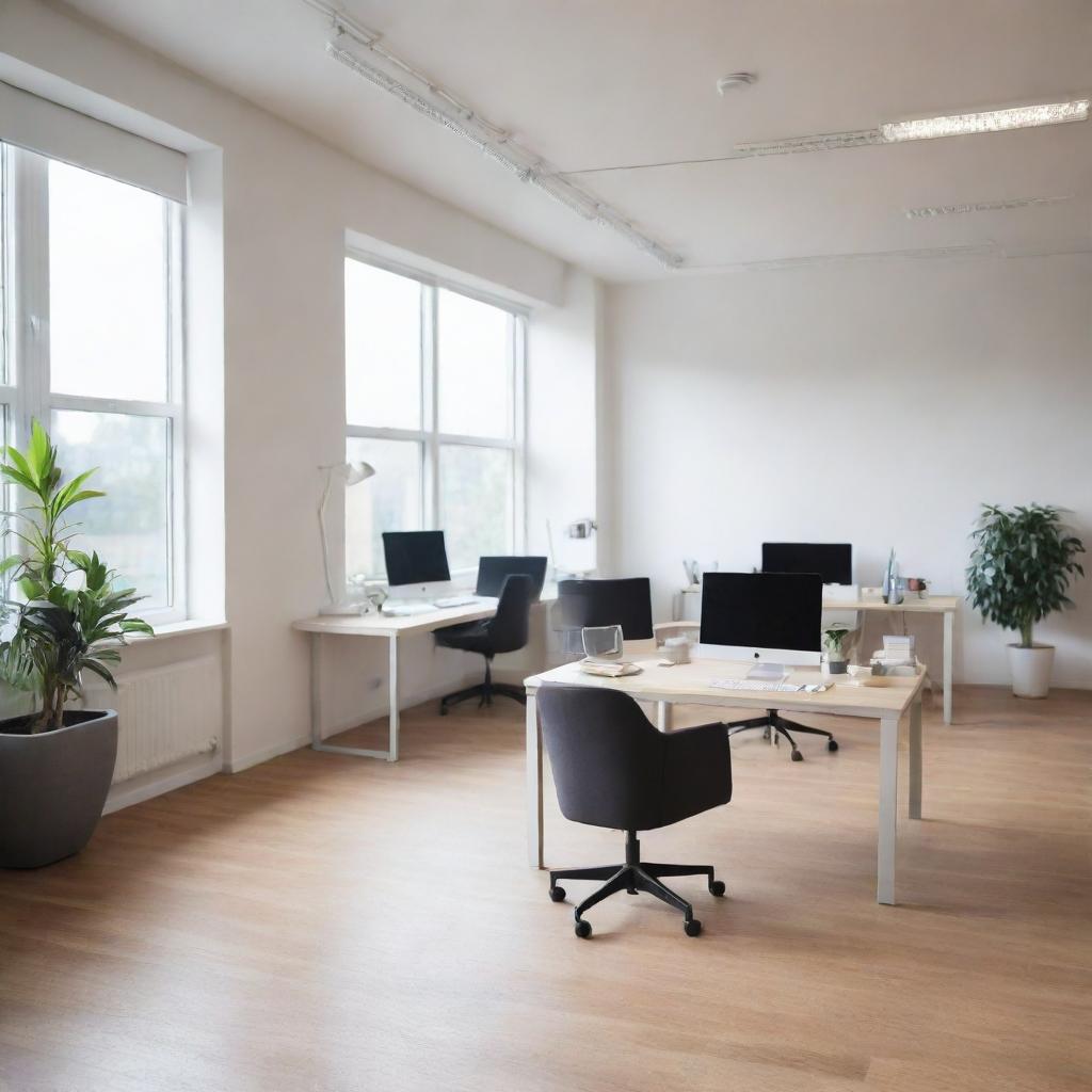 A stylish office with a blurred, soft focus effect