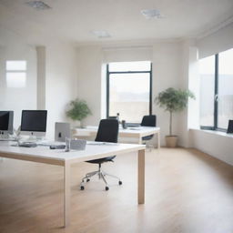 A stylish office with a blurred, soft focus effect