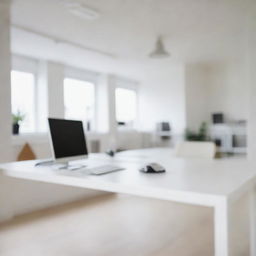 A stylish office with a blurred, soft focus effect