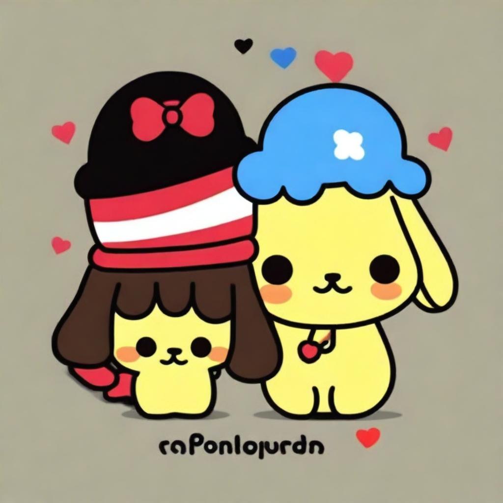 A profile picture featuring Pompompurin and My Melody in a simple and cute background