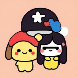 A profile picture featuring Pompompurin and My Melody in a simple and cute background