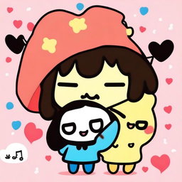 A profile picture featuring Pompompurin and My Melody in a simple and cute background