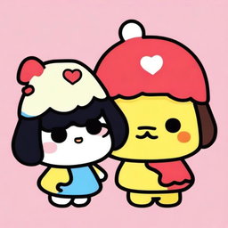 A profile picture featuring Pompompurin and My Melody in a simple and cute background