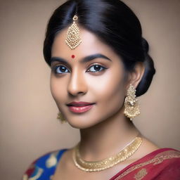 A beautiful and attractive young Indian girl with an elegant and confident demeanor