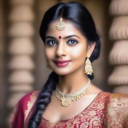 A beautiful and attractive young Indian girl with an elegant and confident demeanor