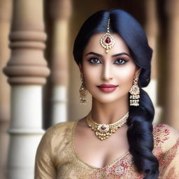 A beautiful and attractive Indian person with an elegant and confident demeanor