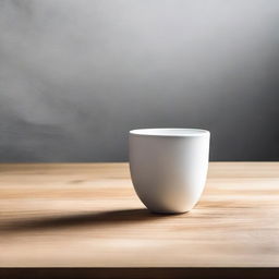 A simple, elegant cup placed on a wooden table