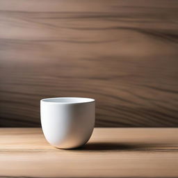 A simple, elegant cup placed on a wooden table