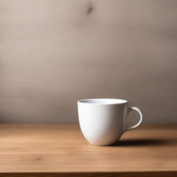 A simple, elegant cup placed on a wooden table