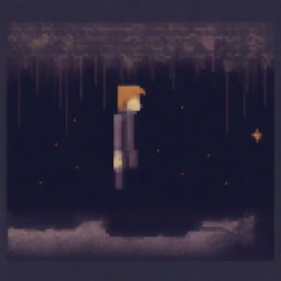 A person slowly fading into oblivion, depicted in pixel art style