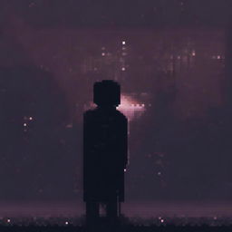 A person slowly fading into oblivion, depicted in pixel art style