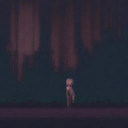 A person slowly fading into oblivion, depicted in pixel art style