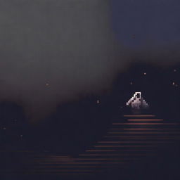 A person falling into oblivion, depicted in pixel art style