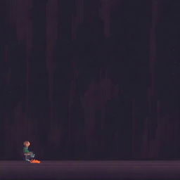 A person falling into oblivion, depicted in pixel art style