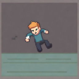 A person falling depicted in pixel art style