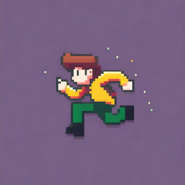 A person falling depicted in pixel art style