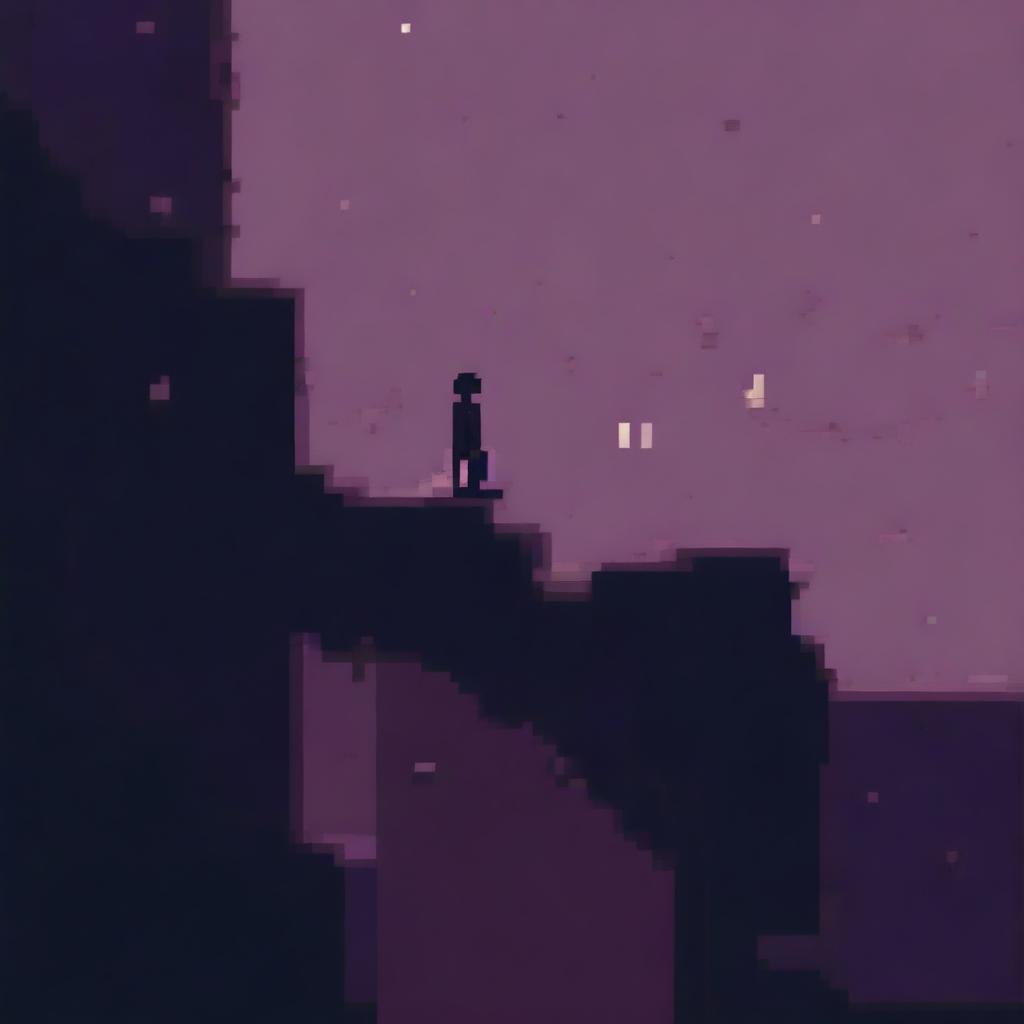 A person falling into an abyss of sadness and loneliness, depicted in pixel art style