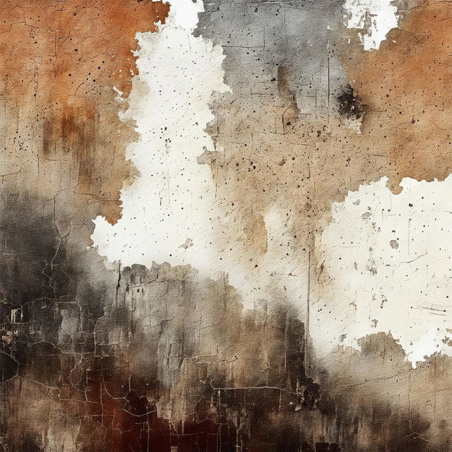 An abstract, vintage wall background that appears broken and torn, featuring muted earthy tones, visible cracks, peeling paint, and elements like old posters or graffiti to evoke a sense of nostalgic decay