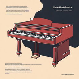 A detailed illustration of a piano with a tagline that reads 'This is a Supplementary Lesson for beginner pianist'