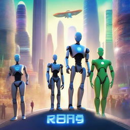 A movie poster depicting a futuristic world where humans, robots, and aliens of all diversities live in harmony