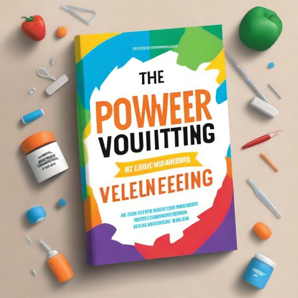 Create a realistic and strong motivational book cover for a book titled 'The Power of Volunteering'