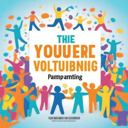 Create a realistic and strong motivational book cover for a book titled 'The Power of Volunteering'