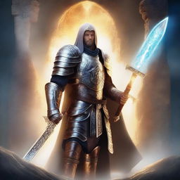 Create an image of a paladin who is an expert in runic magic