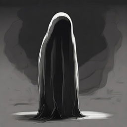 A dark sketch illustration of a vaguely blob-like creature with no face, lurking in the dark shadows of space