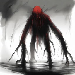 A dark sketch illustration of an abyssal creature lurking in the shadows