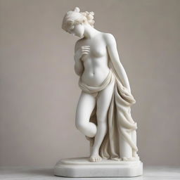 A highly detailed image of a beautiful marble sculpture, depicting a classical figure in a graceful pose