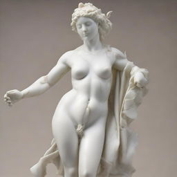 A highly detailed image of a beautiful marble sculpture, depicting a classical figure in a graceful pose