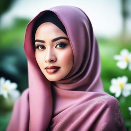 An Indonesian woman wearing a hijab, portrayed with elegance and respect