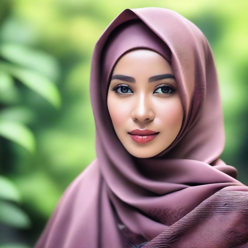 An Indonesian woman wearing a hijab, portrayed with elegance and respect