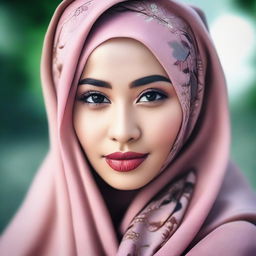 An Indonesian woman wearing a hijab, portrayed with elegance and respect