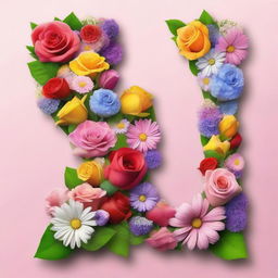 A beautiful image featuring the letter V filled with a variety of colorful flowers