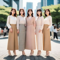 A group of attractive Japanese women posing elegantly