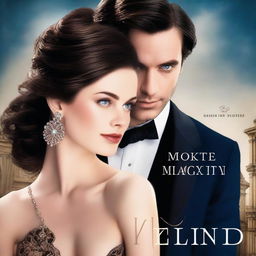 A book cover featuring a woman with dark hair and blue eyes standing with her back to a taller man with brown eyes