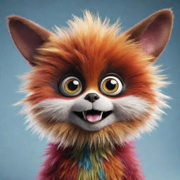 An anthropomorphic animal character with large, expressive eyes and vibrant fur colors.