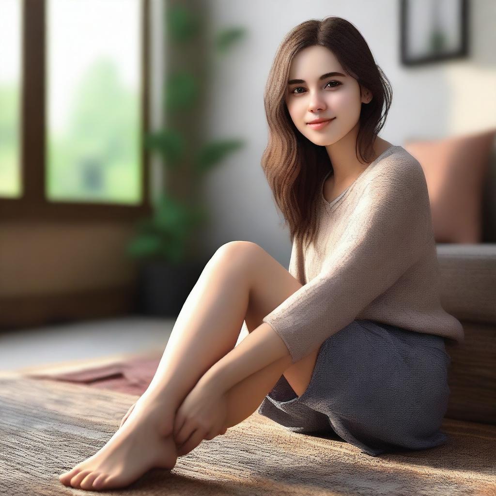 A realistic depiction of a girl showing her feet