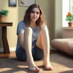 A realistic depiction of a girl showing her feet