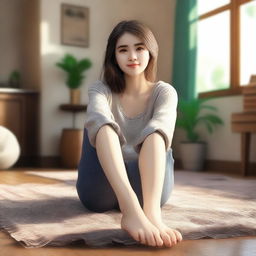 A realistic depiction of a girl showing her feet