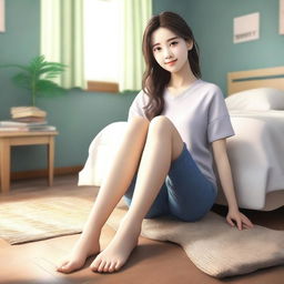 A realistic depiction of a girl showing her feet