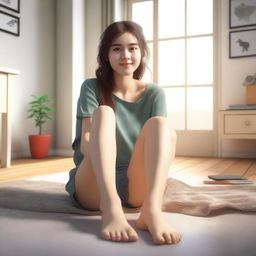 A realistic depiction of a girl showing her feet